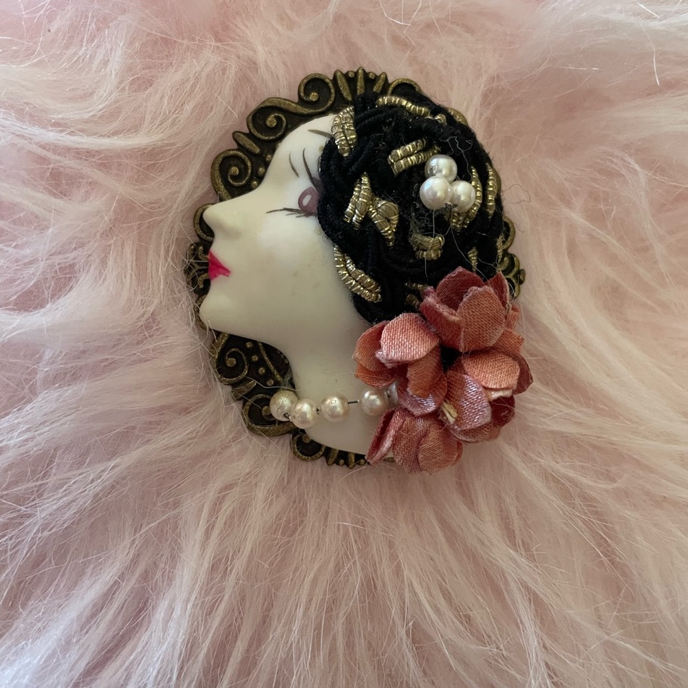 Magnificent Embellished Porcelain Pin/Brooch